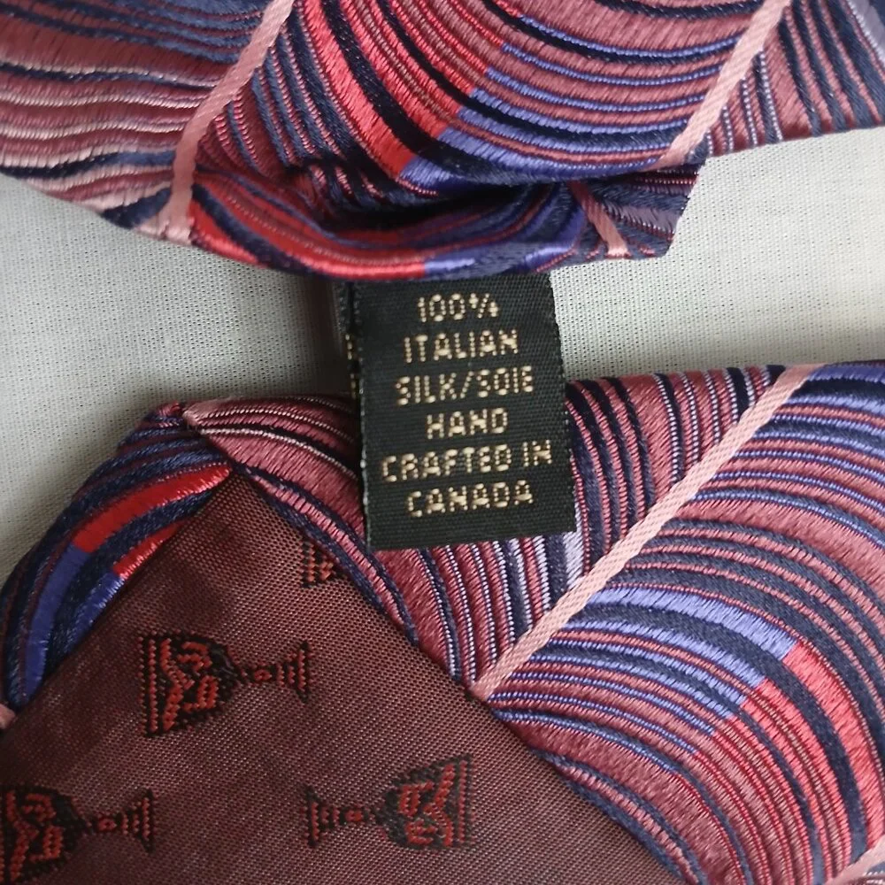 Vintage Christian‎ Dior Signature Necktie Blue Pink and Purple 100% Silk